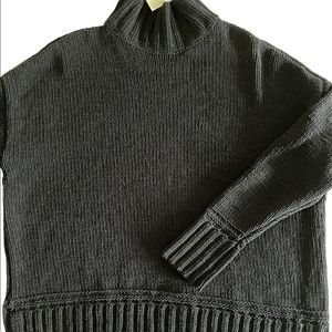New Directions NWT Woman’s Sweater Sz L True Black Chenille Ribbed Turtleneck